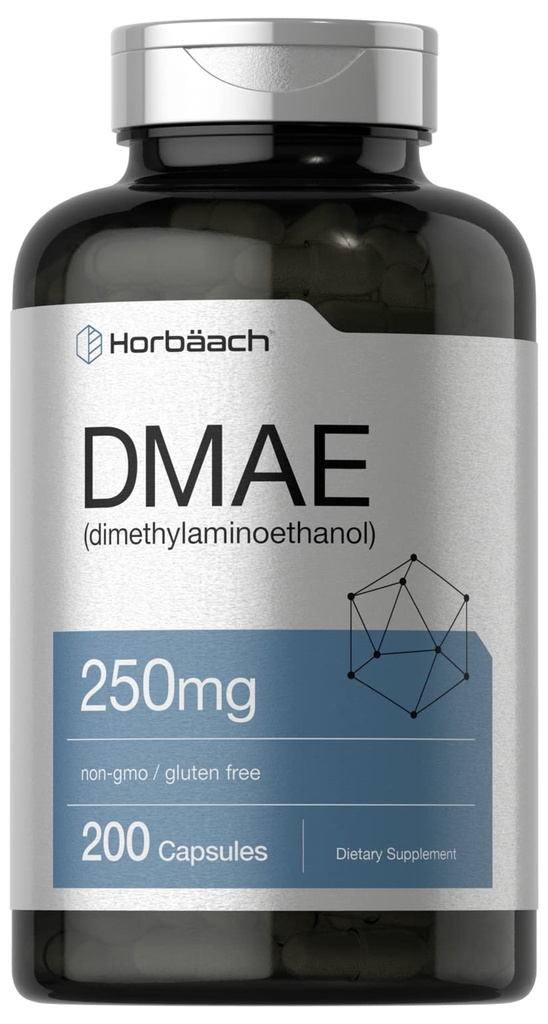 Horbaach DMAE Supplemento | 250mg | 200 capsule | Non OGM, Gluten Free | DMAE Bitartrate