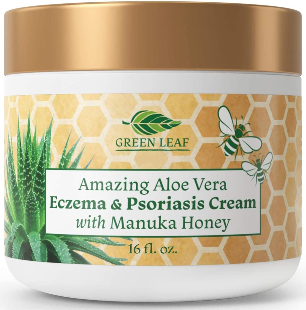 Crema di Eczema di Miele di Manuka Lozione idratante per il sollievo della psoriasi - Itchy, Unguento di Rash della pelle secca -Skin Idratante idratante per bambini & Adulti-High Strength Body & Face Cream 16oz