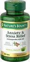 Natura's Bounty Stress Relief, Ashwagandha KSM-66, Supports Occasional Stress Relief, Integratore alimentare, 2 compresse al giorno, Compresse vegetariane, Gluten Free, 90 Ct