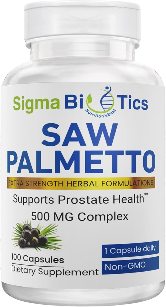Sega Palmetto Supplemento per gli uomini - 500 mg con 45% di estratto - Prostate Health & Hormone Balance Support - Supplemento dietetico non OGM per la salute urinaria - 100 capsule