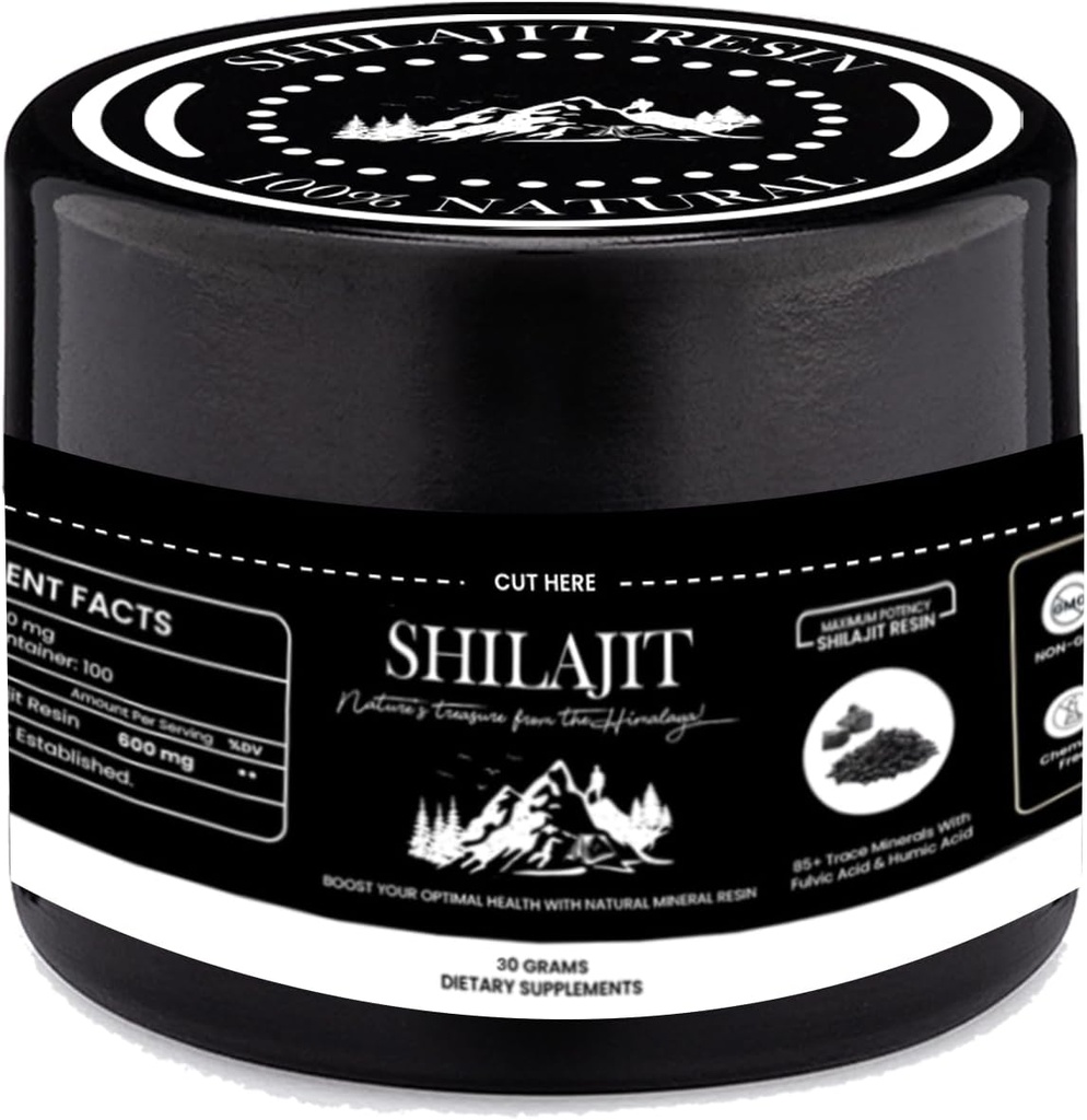 Shilajit Pure Himalaya Resina - 100% puro Shilajit con acido Fulvic & 85+ minerali Trace - Supporta energia, immunità e salute degli uomini (30 grammi)