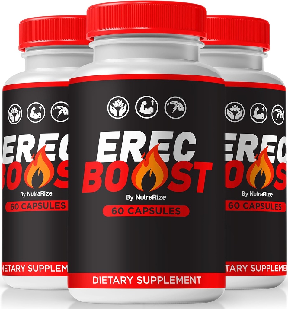 NutraRize (3 Pack) ErecBoost, ErecBoost Pills for Men, Official ErecBoost Original Male Capsule per Energia &amp; Salute complessiva, ErecBoost Pastillas, ErecBoost En Capsulas (180 Capsule)