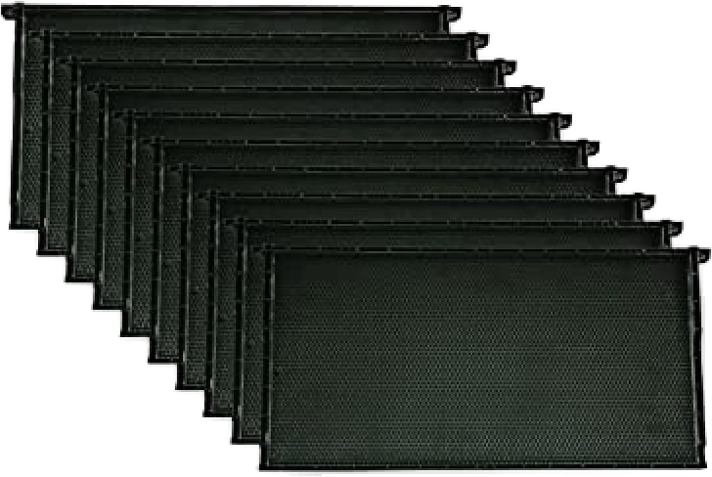 Mann Lake Premium Apicoltura Cornici, All-in-One Frame & Foundation, Rivestimento naturale cera d'api, Universal Fit, BPA & BPS Free, 9 1/8 pollici, Nero, 10-Pack