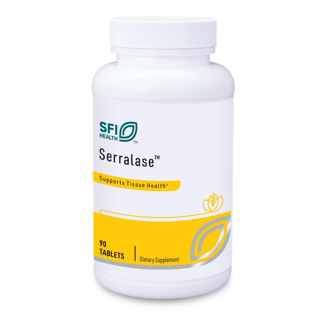 Klaire Labs SFI Health Serralase - Miscela di enzima proteolitico vegetariano con Serratia Peptidase & Bromelain per la digestione, Fonte di Papaya & Ananas, soluzioni anallergiche (90 compresse rivestite enteriche)