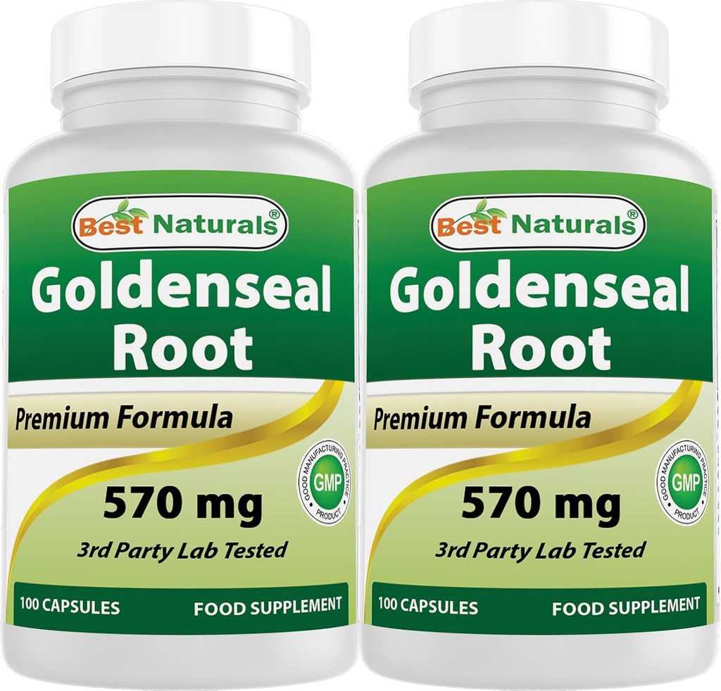 Best Naturals Goldenseal Root 570 mg (non OGM) 100 capsule (100 conteggio (pacchetto di 2))