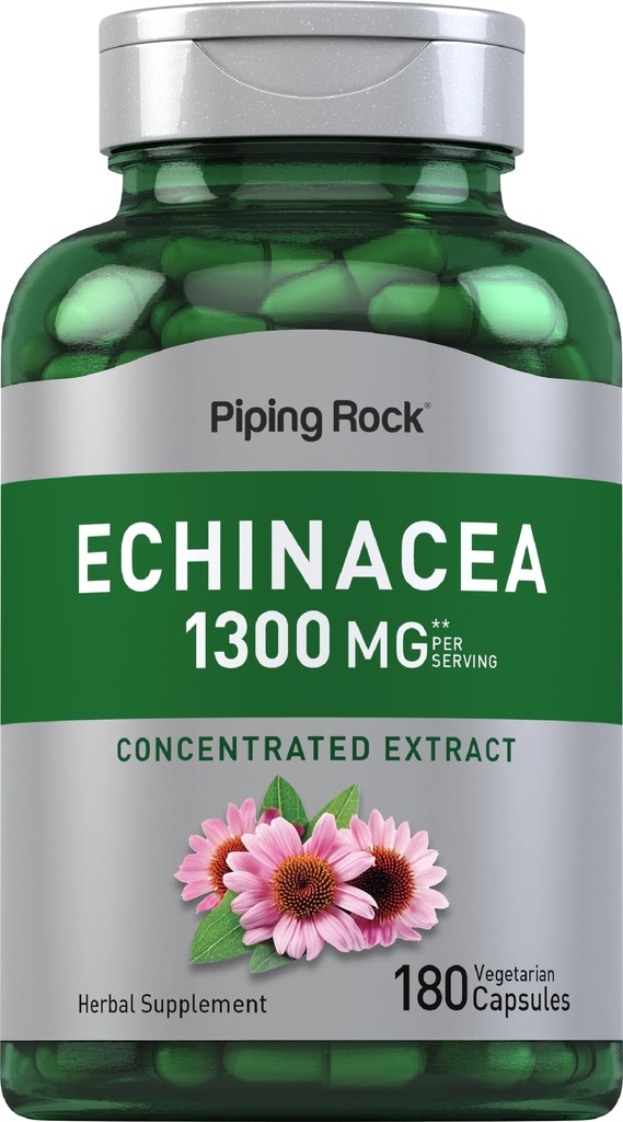 Piping Rock Echinacea Extract Capsule 1300mg | 180 Count | Integratore di erbe | Vegetariano, Senza glutine, Non OGM