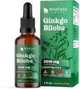 Estratto di Ginkgo Biloba Gocce Liquido 2000mg (Ginkgo biloba L.) Integratore di erbe Absorbs Meglio di capsule, 1 mese di fornitura, 84 Servings, Alcol-Free Tincture - 2 Oz, Confezione da 1
