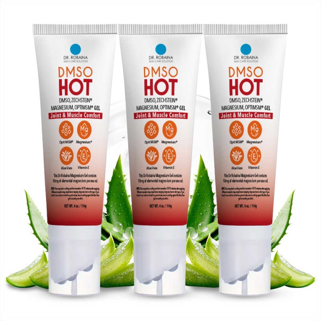 Dr. Robaina DMSO HOT Roll-On - 99,9% Pure Pharmaceutical Grade | Multi-Ball Applicatore per il calore mirato | Zechstein Magnesium, MSM, Arnica, Aloe Vera, Vitamina E - 4 oz | Made in USA
