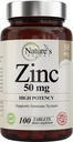 Zinc 50mg [High Potency] Supplemento - Sistema di Supporto Immune di Zinco Naturale (Ossido/Citrate) 100 Compresse, Realizzate dal Potente della Natura.