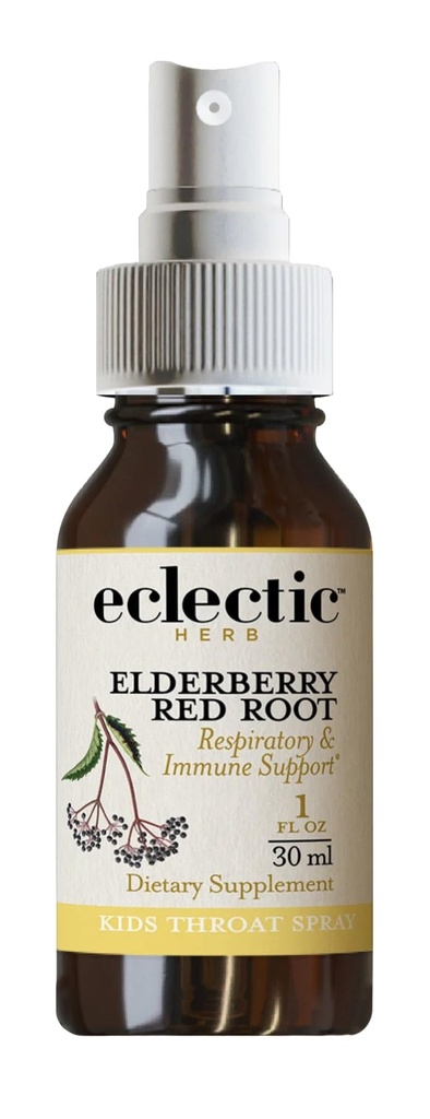 Eclettico Herb - Elderberry Red Root Throat Spray Kids | Respiratory & Immune Support | Non-GMO, Gluten-Free (1 fl oz | 30 ml)