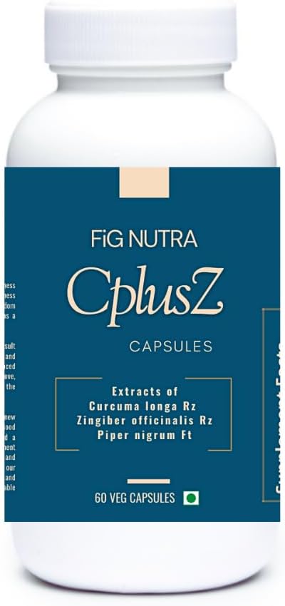 CPlusZ di FiG Nutra: Curcumina ad alta potenza con estratti di pepe nero e zenzero – Formula potenziata per il supporto congiunto e metabolico e antiossidante – 60 tappi di veg