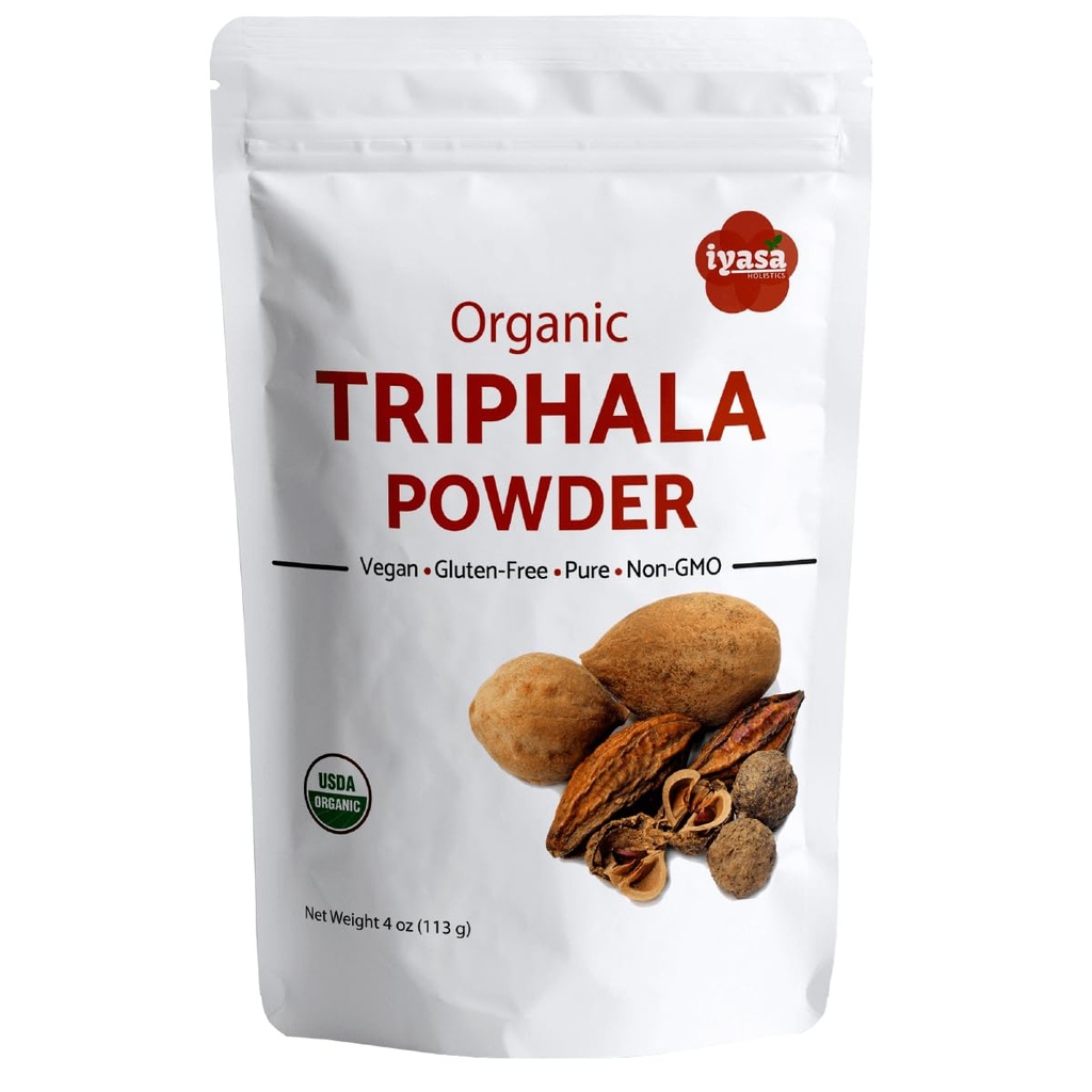 Iyasa Holistics Organic Triphala Powder,Ayurveda Superfood,Natural Body Detox,Bowel Cleanser,Herbal Laxative,4 grammi 113 Gram