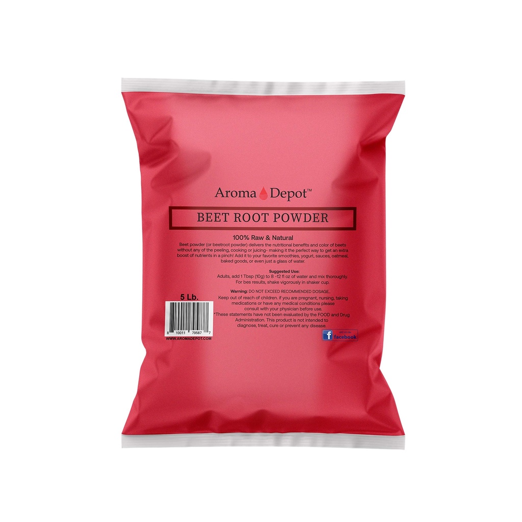 Polvere di radice di barbabietola 5 lb. da Aroma Depot Raw & Non-GMO I Vegan & Gluten Free I Nitric Oxide Booster I Boost Stamina e aumenta il sistema immunitario di energia Booster I 100% naturale