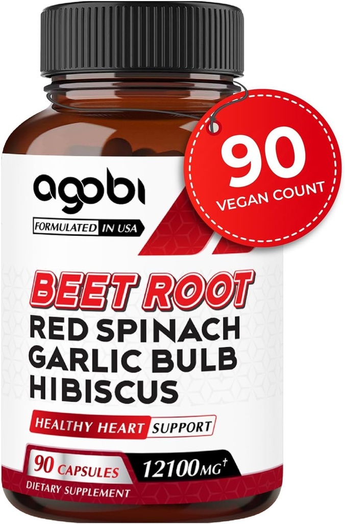 5in1 Beet Root Capsule - Aggiunto con Red Spinach, Organic Garlic Bulb, Hibiscus & Black Pepper - Supporto per la produzione di energia, Immune System & Digestive Health - 90 Vegan Capsule