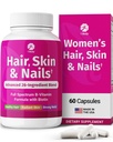 1 Body Hair Skin and Nails Vitamins with Biotin – Supplemento per la crescita dei capelli per le donne e gli uomini con 26 vitamine, minerali ed estratti di erbe – capelli più forti, pelle sana e unghie – 60 capsule vegane