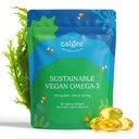Calgee Vegan Omega 3-450mg DHA & EPA acidi grassi - Olio di alghe sostenibile - alternativa di olio di pesce piantato - Softgels senza Carrageenan (60 Ct)