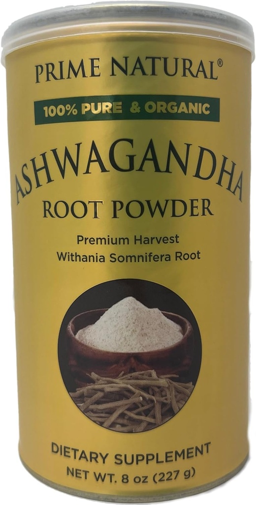 Polvere di radice di Ashwagandha NATURAL 8oz | Adattatore ayurvedico per calma, vitalità, aumenta l'energia, Stamina | Pure, Raw, Vegan