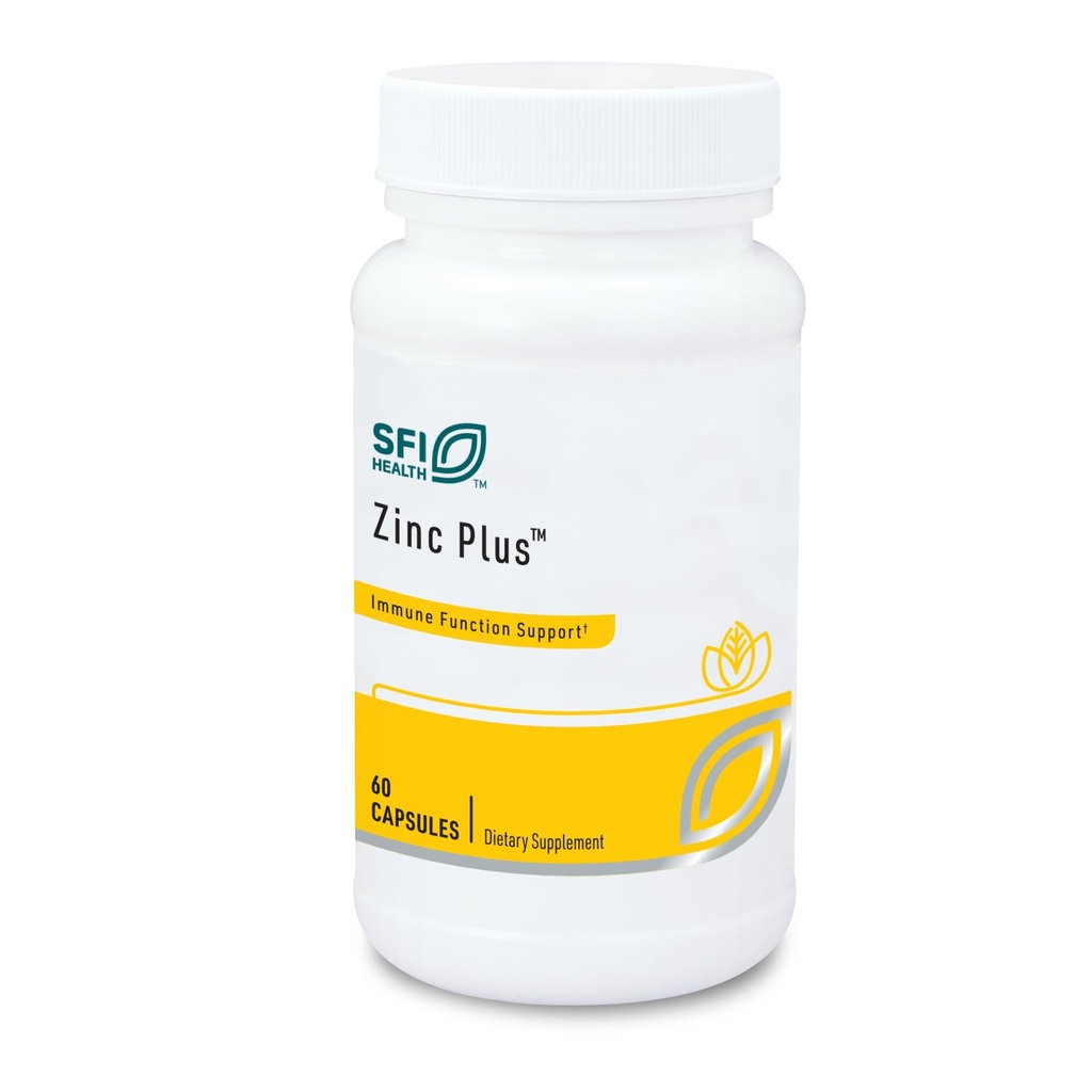 Klaire Labs SFI Health Zinc Plus Integratore di supporto immunitario - Citrato di zinco con Rame, Vitamina B6 & Vitamina C - Ipoallergenico (60 capsule)