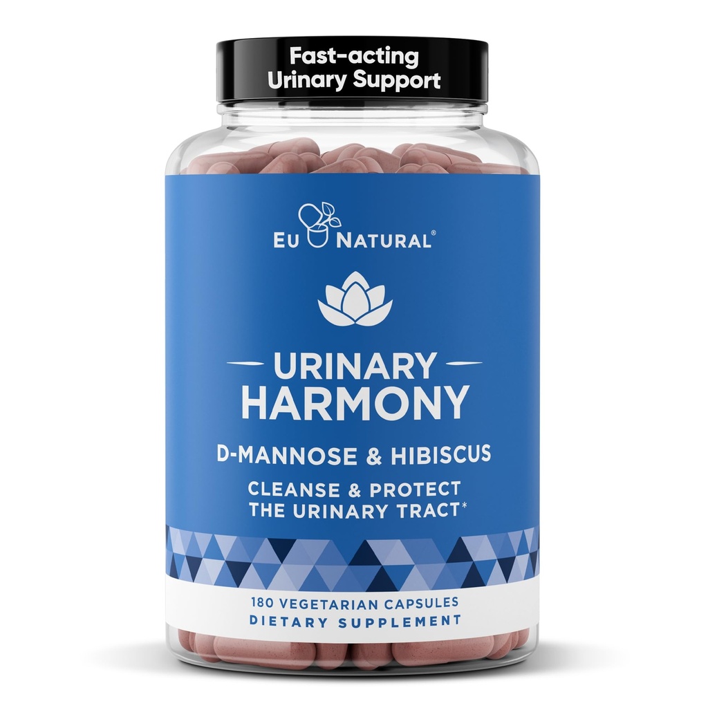 Harmony urinario D-Mannose Supplemento – Salute del tratto urinario per le donne – Cleanses e Flushes il sistema urinario – Potente formula di resistenza clinica con DMannose e Hibiscus – 180 capsule di rapida attuazione