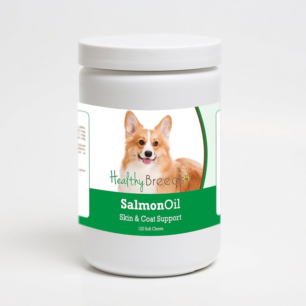 Allevamenti sani Pembroke Welsh Corgi Salmon olio Soft Chews 120 conte