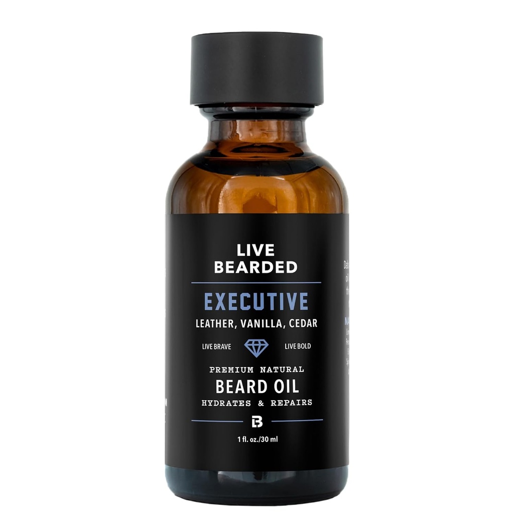 Olio Cuscinetto Vivo, 1 fl oz - Premium All-Natural Jojoba - Made in USA - Cura dei capelli e della pelle per gli uomini con Dry, Patch Flaky | Centro Esecutivo - Cedro, Vanilla