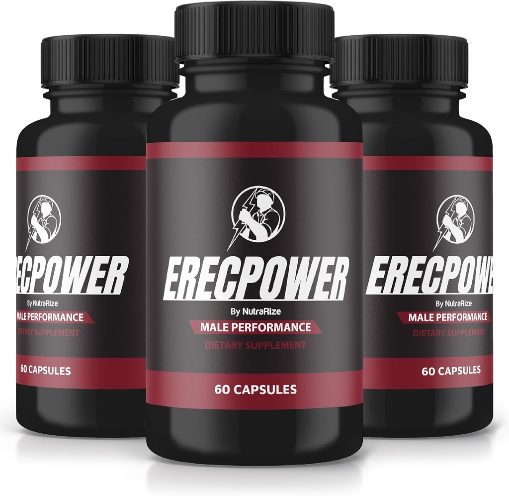 (3 Pack) ErecPower per gli uomini, Pillole ErecPower ufficiali, Tutti Supplemento maschio naturale, Capsule per aumentare l'energia e la salute generale, Erec Power Support for Peak Performance, Vitamina, Review (180 capsule)