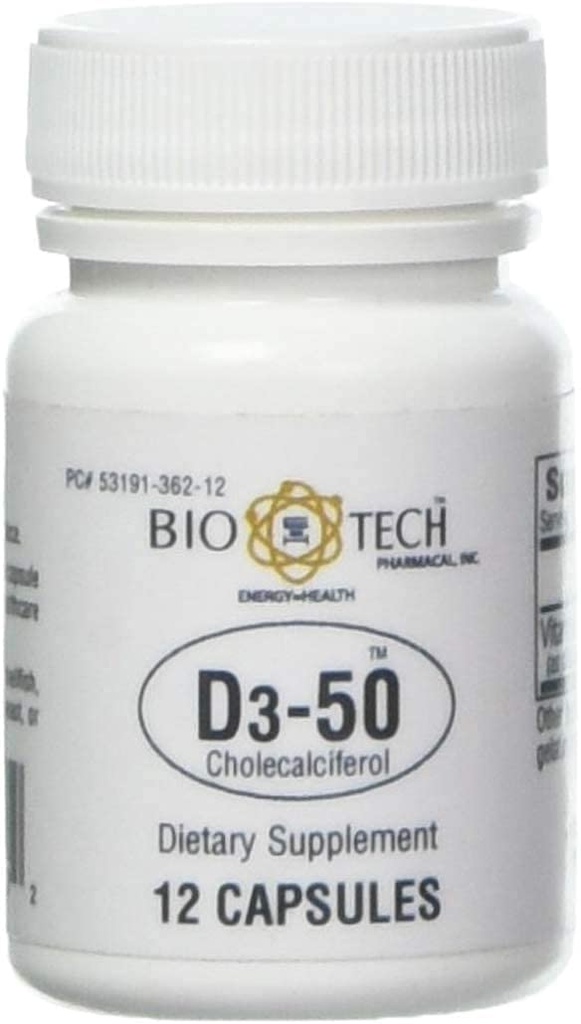 Vitamina farmaceutica Bio-Tech D3 (D3-50 50k IU, 12 conte)