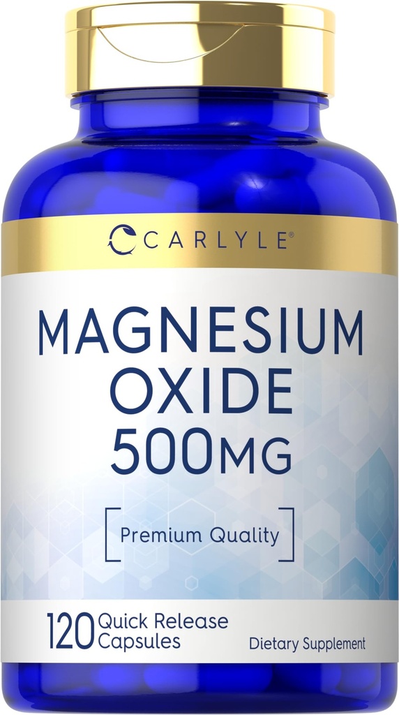 Carlyle Magnesium Oxide 500mg | 120 capsule | Qualità Premium | Non OGM e Gluten Supplemento gratuito