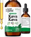 Wild & Organic Kava Kava Tincture 400 mg - Integratore di supporto per l'alluce - Gocce liquide per l'estratto di radice calmante - Alimentazione di 2 mesi - Vegan, Gocce senza zucchero e alcol - 2 fl oz