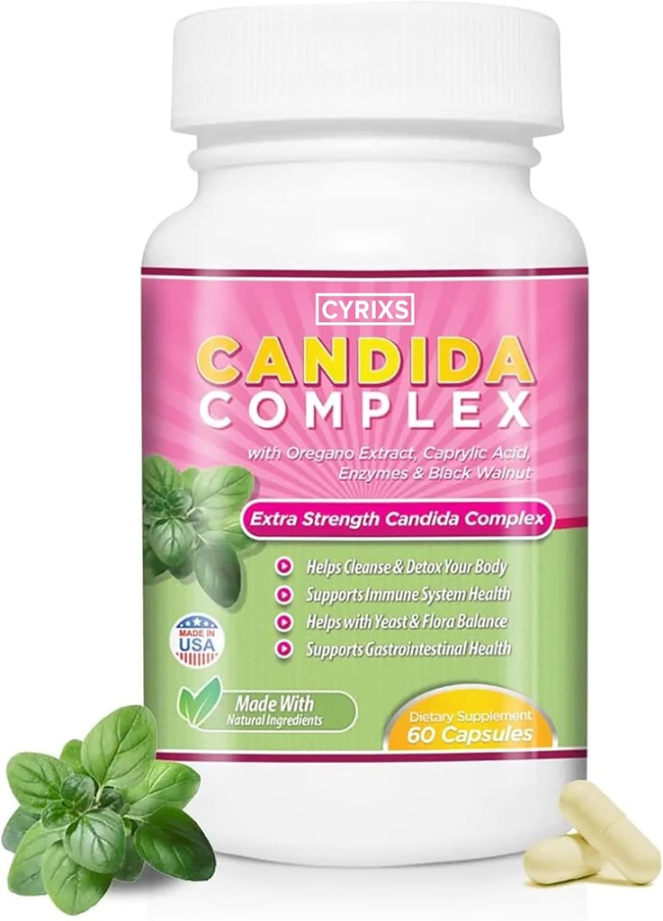 Candida Complex | Boost your Immune System | All Natural Gut Cleanse with Herbs, Antifungals, Enzymes and Probiotics | Elimina Candida | Previene la rioccupazione