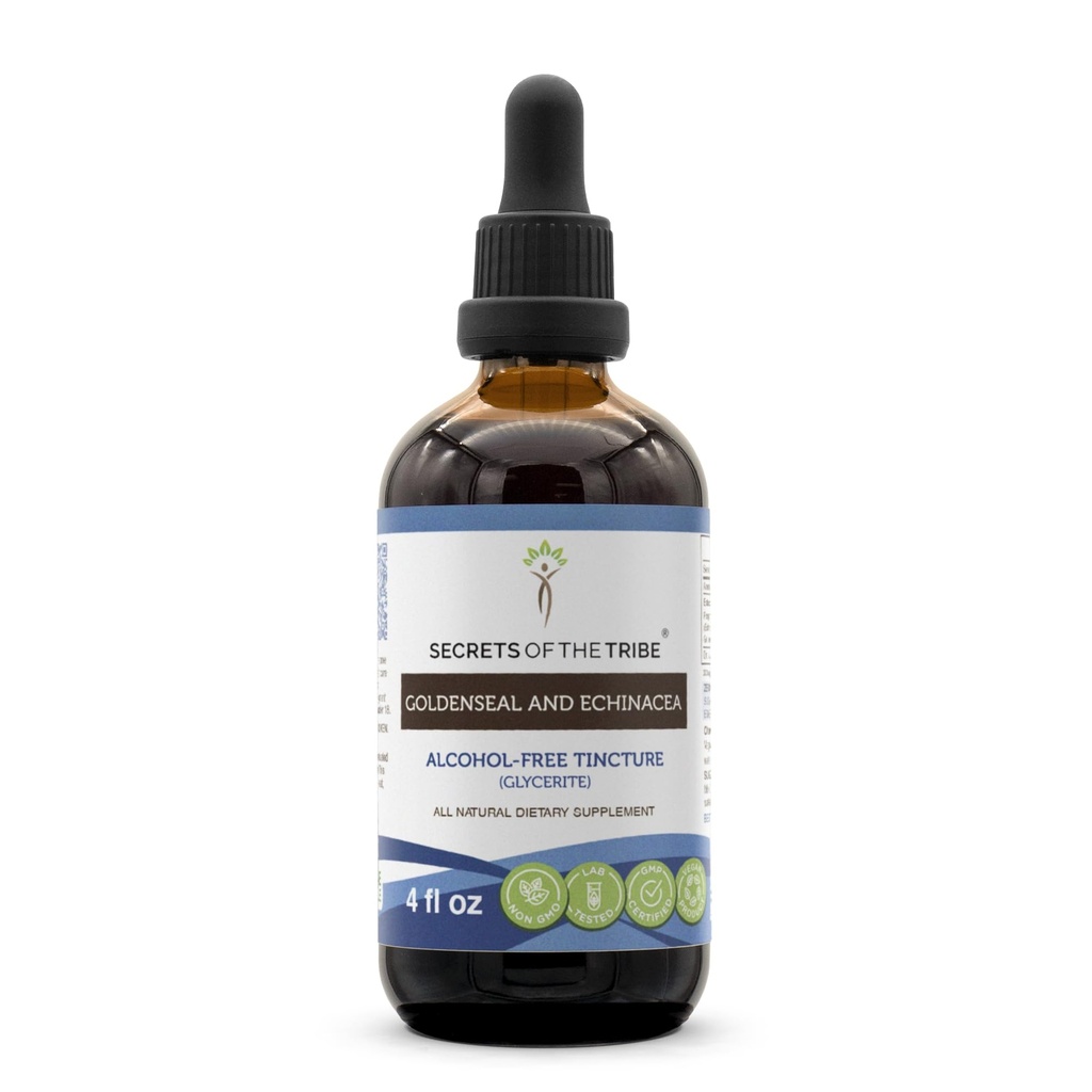 Segreti della Tribe Goldenseal e Echinacea Alcohol-Free Liquid Extract, Herbs (Echinacea Root (Echinacea Purpurea), Goldenseal Root (Hydrastis Canadensis))