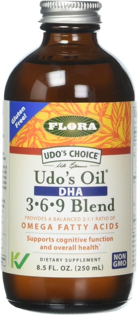 UDO Triple Omega 3-6-9 DHA Oil Blend, 8.5 oz - Non OGM & Gluten Free