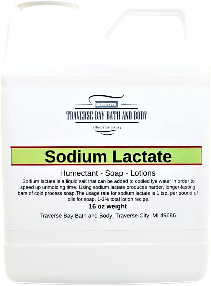 Traverse Bay Bath e Body Sodium lattato, 16 oz, contenitore sigillato di sicurezza. 60% di concentrazione USP Natural Preservative made in USA