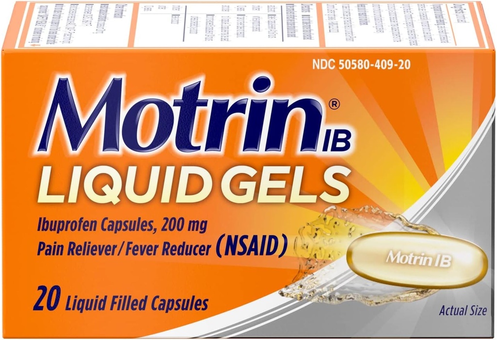 Motrin IB 200mg Liquid Gel - 20 ct, Confezione da 3