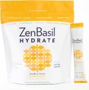 Zen Basil Hydrate - Ginger Lemon Turmeric | Electrolyte Hydration Powder Packets | Fasting Support | Sugar Free, Keto, Paleo | 16 Stick | Idratazione cellulare