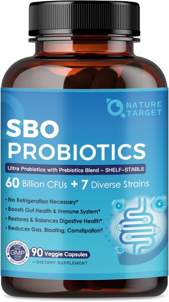 Probiotici per la salute digestiva delle donne e degli uomini, 60 miliardi di CFU Spore Probiotici con Prebiotici per Immune, Salute del fegato, Sostegno probiotico SBO Costipazione occasionale, Gas & Bloating, 90 capsule vegetali