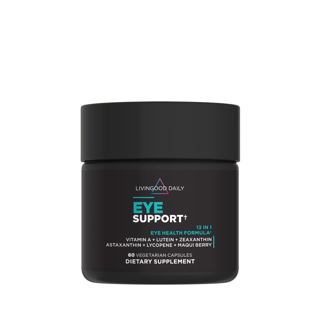Livingood Daily Eye Support, 13-in-1 Vision Supplement con Lutein, Zeaxanthin, Astaxantina, Vitamina A, Lycopene, Maqui Berry & More, Promuove occhi sani, Blue Light Protection, Vegan, 60 Capsule