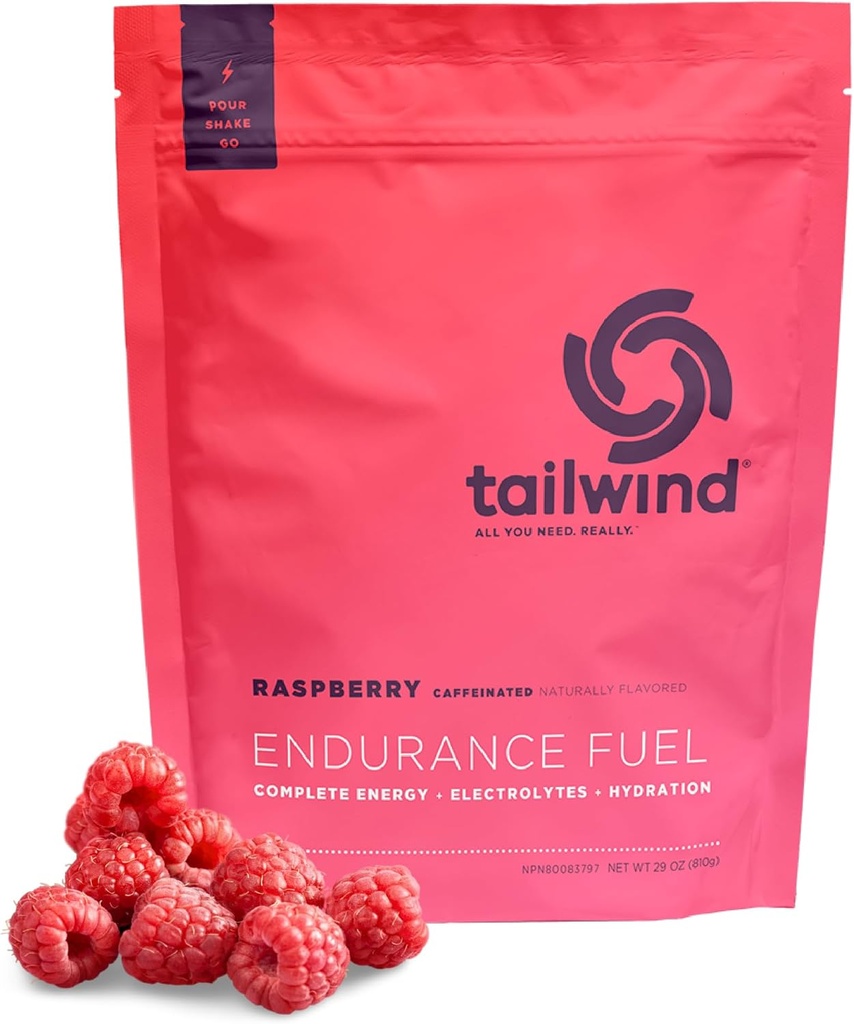Tailwind Nutrition Endurance Fuel, Carbohydrate & Electrolyte Sports Drink Mix Powder, Gluten-Free, Vegan, Raspberry Buzz, 30 Serve (Caffeinato)