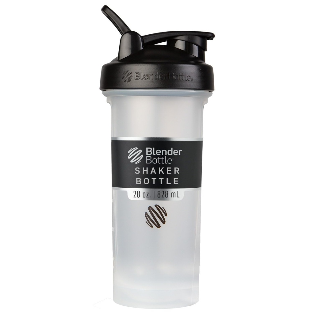 BlenderBottle Classic V2 Shaker Bottiglia perfetta per scuotere proteiche e pre allenamento, 28 once, trasparente/nero