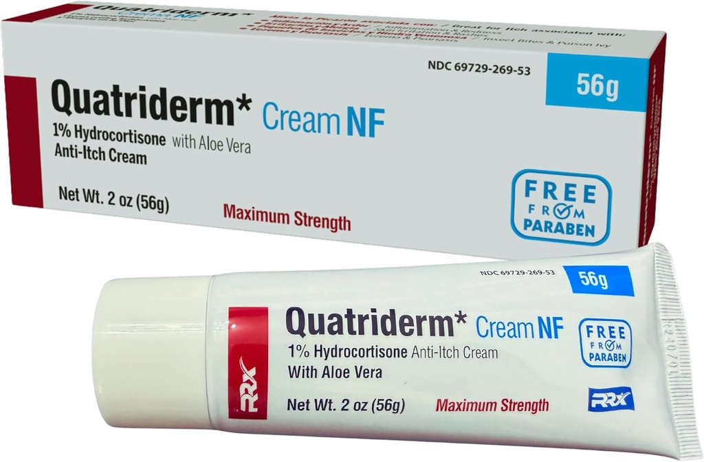 NF Extra Strength 1% Idrocortisone, con Aloe Vera, Paraben-Free, Crema Anti-Itch, Rash pelle, Usato per varie condizioni della pelle - Contiene 2 oz Tube