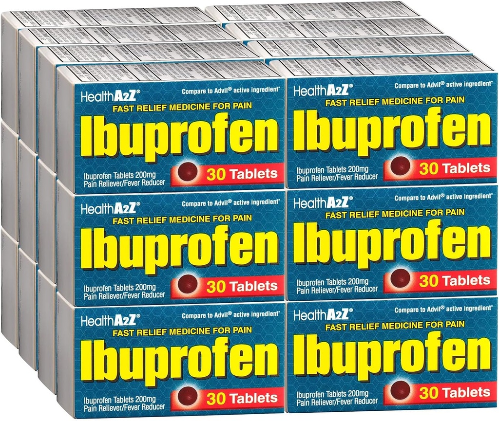 Capelli di Ibuprofene HealthA2Z® 200mg | Riduttore di dolore e febbre | 24 confezioni da 30 compresse (720 Tablet totali) | Valore Pack | NSAID
