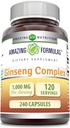 Incredibile Formulas Ginseng Complex - 1000 Mg Per Serving, Capsules (Non OGM, Senza glutine) Supporta il sistema immunitario sano - Supporta la produzione di energia - Boosts Alertness mentale. (240 Conte)