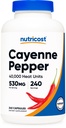 Nutricost Cayenne Pepper 530mg, 240 capsule - 40.000 unità di calore, senza glutine, non OGM