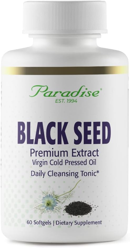 Paradise Black Seed Oil, Ricco di Antiossidanti, Supporto Immune, Super Potente, Ultra Pure, Vegan, Non OGM, Gluten Free, 60 Softgels