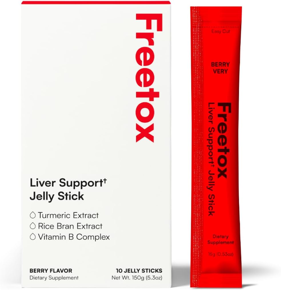 Freetox Liver Detox Jelly Sticks – Pre-Party Hangover Support & Next-Day Recovery Supplement – Idratazione + Antiossidanti – Berry Flavor – 10 Stick Pack