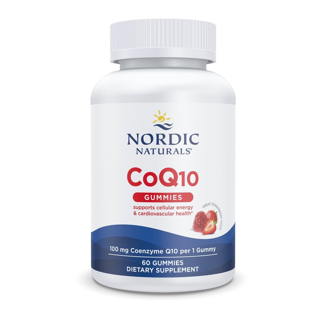 Nordic Naturals CoQ10 Gummies, Fragola - 60 Gummies - 100 mg Coenzyme Q10 (CoQ10) - Grande Gusto - Heart Health, Produzione di energia cellulare, Supporto antiossidante - Non-GMO, Vegan - 60 Servings