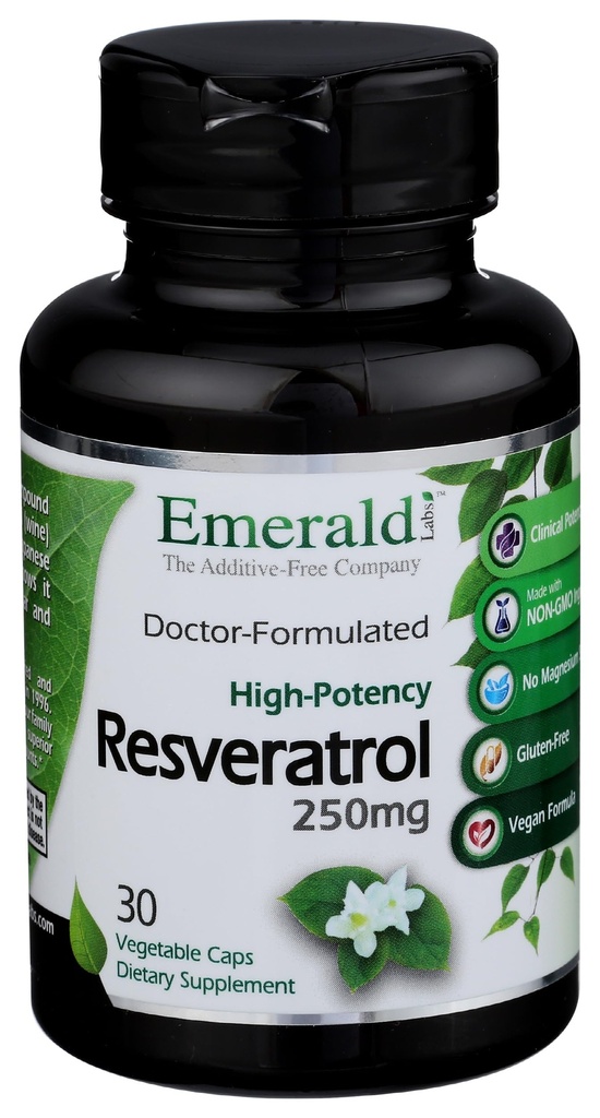 Emerald Labs Resveratrolo - Integratore alimentare con Resveratrolo per supporto cellulare e cardiovascolare - 30 capsule vegetali