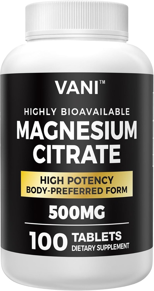 Citrato di magnesio 500MG 100 compresse- Vegan sicuro, alto assorbimento