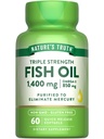 Verità della natura Triple Strength Fish Oil Softgels | 1400 mg | 60 Count | Active Omega 3 | Non-GMO & Gluten Supplemento gratuito