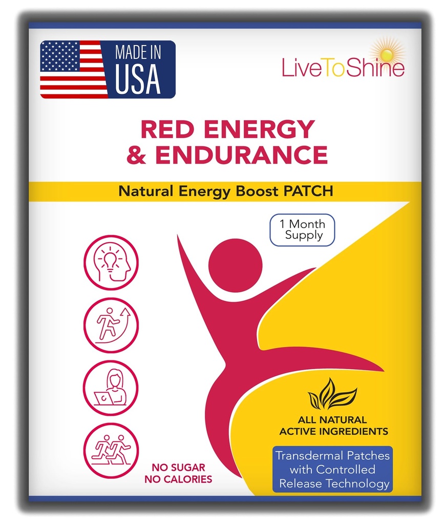 Red Energy & Endurance Patch - Energia Naturale - USA Made - 30 Patch